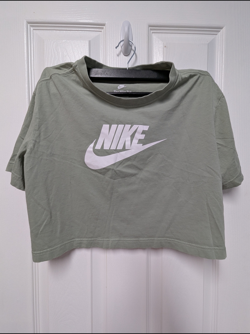 Nike Women's Sage Green Cropped Logo Tee